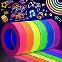 6 Colors Neon Gaffers Cloth Tape - 0.6 inch x 16.5 feet, Fluorescent Colors Blacklight Glow Tape for UV Party, Marking, No Residue 6 Pack (Requires UV/Blacklight, Not Glow-in-the-Dark)