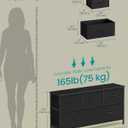 SONGMICS Dresser for Bedroom, Chest of Drawers, Steel, MDF, 5 Non-Woven Fabric Drawers, Storage Organizer Unit, Closet, Entryway, Ink Black and Ebony Black ULGS322B01S