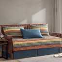 Chezmoi Collection Avery 5-Piece Multi-Color Striped 100% Washed Cotton Quilt Set, Daybed Size