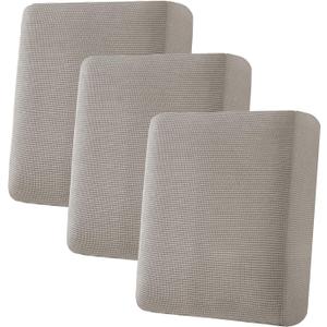 H.VERSAILTEX Super Stretch Stylish Cushions Covers/Furniture Cover Spandex Jacquard Small Checked Pattern Super Soft Slipcover Washable Individual (3 Cushion Sofa, Taupe)