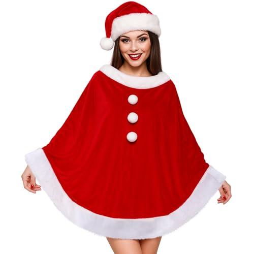 Berlune Christmas Women Santa Claus Costumes Velvet Dress No Hat Adults Women Costumes Outfit, M Size