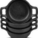 4 Pcs Small Cast Iron Skillets Set - Mini 4 x 1.2 Inches Skillet Ramekins With Handle - Black Serving Dishes Round Pan Oven Safe Cookware for Kitchen Picnic