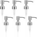 6 Pack Soap Dispenser Pump Replacement, 304 Rust Proof Stainless Steel Soap Dispenser Lids for Regular 28/400 Neck Bottles, Soap and Lotion Dispenser Pump for Kitchen, Bathroom