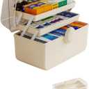 3-Tier Portable Medicine Cabinet Organizer, Empty Plastic First Aid Kit, Medicine Storage Box for Dormitory, Home, Travel, Family Emergencies (13.8*9.0*7.5 in)