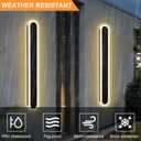 2Pcs 48in Modern LED Outdoor Wall Light Fixtures, IP65 Waterproof Long Outdoor Wall Sconces 5CCT Dimmable, Flush Mount Black Linear Exterior Lighting Fixtures for House Patio Courtyard Porch, 48'' - Rounded End
