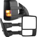 YITAMOTOR Towing Mirrors Compatible for 99-07 Ford F250/F350/F450/F550 Super Duty, 01-05 Excursion Pair Set Extendable Smoke Power Heated with Signal Light Side Mirrors and Ford Dual Arm Passenger Door Mirror OEM LKQ 1447151