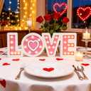 CRCZK Light UP Valentine's Day Wooden Love Sign, Valentines Day Love Letters Table Centerpieces, Sturdy Galentine's Day LOVE Sign, Valentine Decorations for Home Shelf Mantel Fireplace Tabletop, Party Supply