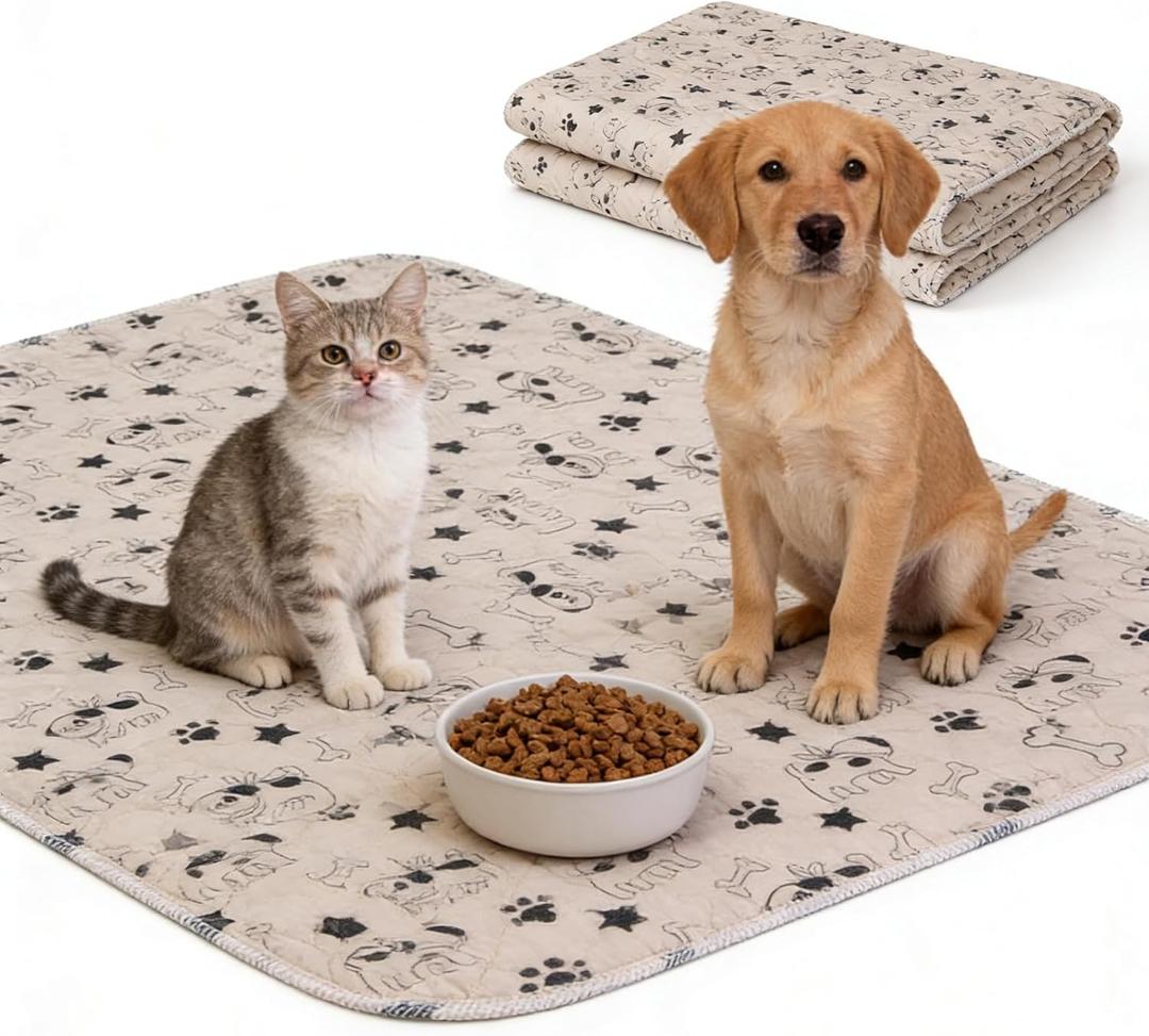 Washable Reusable Pet Training Pads, Non-Slip Leakproof Dog Pee Mat with Pheromones, Odor Resistant Absorbent Pad for Dogs and Cats (M: 27.6"  31.5")