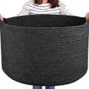 Large Woven Baskets for Storage, 22.8" x 22.8" x 13" Blanket Storage Living Room, Baby Toy Basket for Clothes, Pillows, Towels, Shoe Basket for Entryway (Black), Pack Of 2 