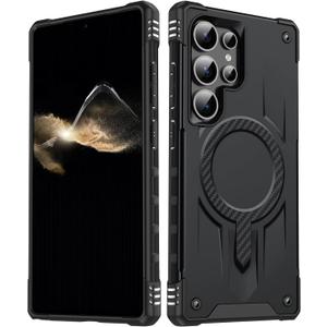 for Samsung Galxy S25 Ultra Case.Hard Phone Cover with Strong Magnetic Heavy Duty Protection.Reinforcement of The Four Corners.Anti-Slip Anti-Fingerprint (Black, S25 Ultra)