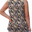 3X Tank Tops for Women Plus Size Loose Fit Sleeveless Shirts Cute Square Neck Tunics Floral Print YH003 (Black, XXXL)