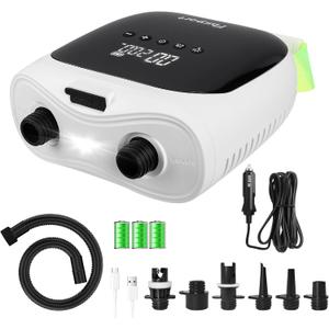 FBSPORT Paddle Board Pump Rechargeable 20PSI SUP Pump, Portable Electric Air Pump Quick Inflate & Deflate SUP Air Pump for Stand Up Paddle Boards, Kayak, Tent (White)