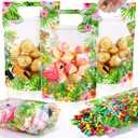 Fuutreo 50 Pcs Tropical Favor Bags Hawaiian Plastic Bags Resealable Flamingo Palm Leaves Sealing Pouches with Handles for Summer Luau Aloha Party Candy Gift Wrap Supplies Decoration (Hawaii)
