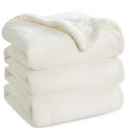 Bedsure Sherpa Fleece Blankets Queen Size for Bed - Thick and Warm, Soft Fuzzy Plush Queen Blanket for Winter, Cream, 90x90 Inches