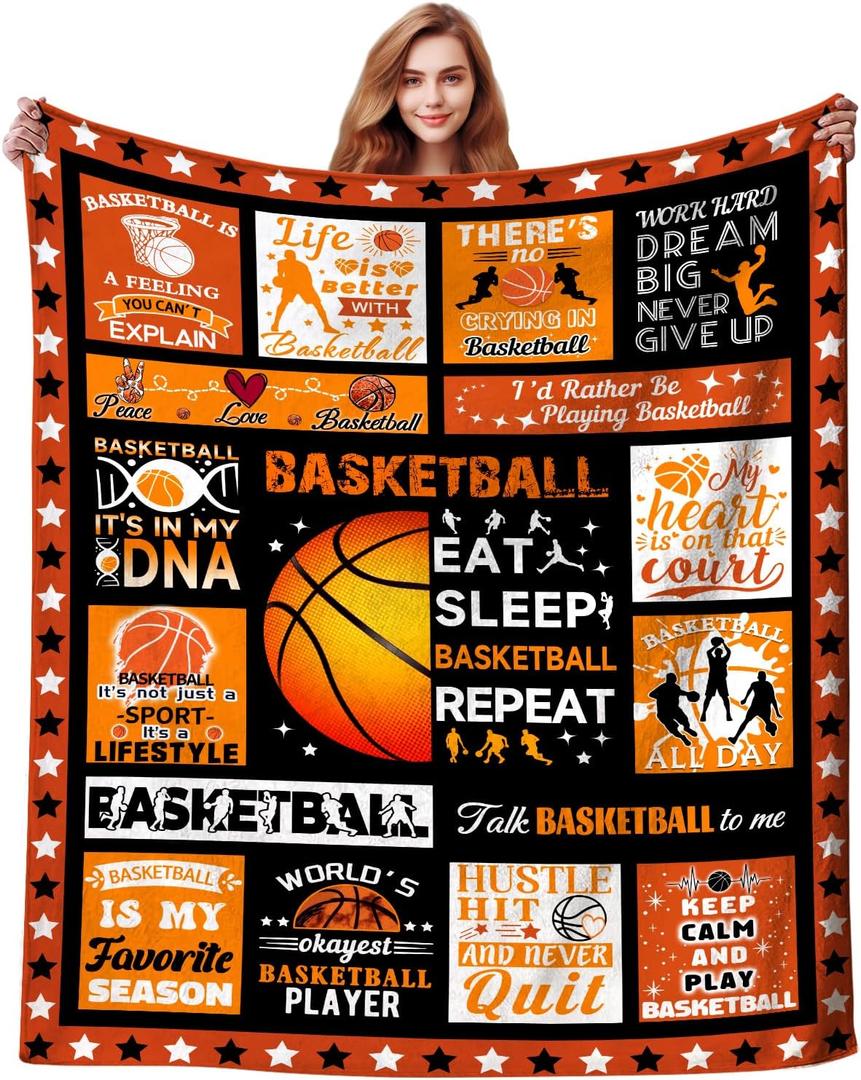 Basketball Gifts for Boys Sport Blanket Basketball Stuff Accessories Soft Throw Blankets Sport Lover Best Gifts for Boys Girls Women Team 50"X40"