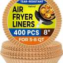 400Pcs Air Fryer Paper Liners Disposable, 8 Inch Max Xl Large Cooker Air Fryer Disposable Paper Liners, Oil Proof Parchment Sheets Round Basket Bowl Liner for Baking Cooking Food