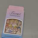 Frinail Colorful French Tip Press On Nails Short Almond,30Pcs Summer Rainbow Soft Gel French Nails Press Ons, Almond Glue On Nails with Nail Glue, Reusable Stick On Nails in 15 Sizes