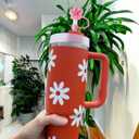 4 x Flower Straw Cover Cap for Stanley Cup, 3Pcs Straw Toppers Accessories Compatible with Pink Stanley Cup 40 Oz Tumbler, for Home and Party Decor (Pink)