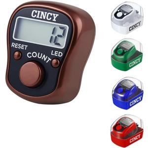 CINCY Clicker Counter with LED for Day & Night Use | Instant Reset, Accurate & Quiet, Long Battery Life | for People, Laps, Pitch, Golf, Baseball, Fish Counting, for Prayer, Everyday Prayer  1 Pack (Brown)