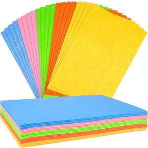 NEBURORA 2mm Thick Felt Sheets for Crafts 20 Pcs Stiff Felt for Crafts, Colorful Felt Fabric Sheets Patchwork Sewing Craft Supplies (Light Colors Mixed) (Light Green,pink,blue,yellow,orange)