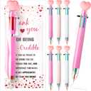 24 Sets Valentine Appreciation Pens Gifts Heart 6 in 1 Multicolor Ballpoint Pen Bulk with Inspirational Thank You Card Valentine Employee Appreciation Gifts for Staff Coworker Teacher Nurse
