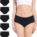 Molasus Women's Soft Cotton Briefs Ladies Mid-High Waisted Full Coverage Panties (Medium, Black-5pack)