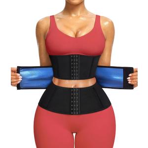Junlan Waist Trainer for Women Belly Fat Sweat Band Cincher Waist Trimmer Tummy Sweat Belt Stomach Wrap Sauna Suit Binder (Black, XL)