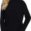 Turtleneck Sweater Women  100% Merino Wool Fitted Pullover Mock Neck Long Sleeve Knit Tops Lightweight Warm Winter (Small, Black)