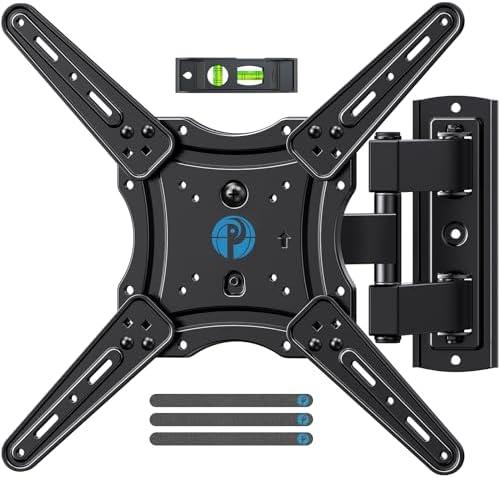 Pipishell Full Motion TV Wall Mount for 26-65 inch Flat or Curved TVs up to 77 lbs, TV Bracket Wall Mount with Articulating Arms, Extension, Tilt, Swivel, Leveling, Max VESA 400x400mm, PIMF7