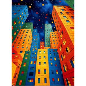 ALL4JIG Geometric City Fun Jigsaw Puzzles for Adults and Kids, 500 Pieces, 20.47" x 14.96", Christmas Secret Santa Gift, White Elephant Gifts, Number Partitioned for Easy Solving