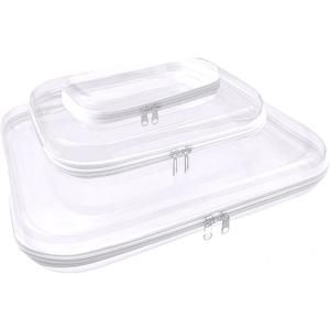 Clear Hard Plastic Zipper Case,3Pcs clear zipper caseProfessional Grade Plastic Transparent Storage Box, Toiletry Pouch, Travel Organizer, Cosmetic Bag(M/L/XL)