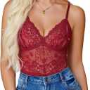 Sexy Teddy Lingerie for Women Lace Bodysuit One Piece Mini Babydoll | Mesh Body suit Sheer Lingerie Hollow out,Unique Crotch,One Piece,V Neck Adjustable straps,Nightwear,Goingt Out,Club (L)