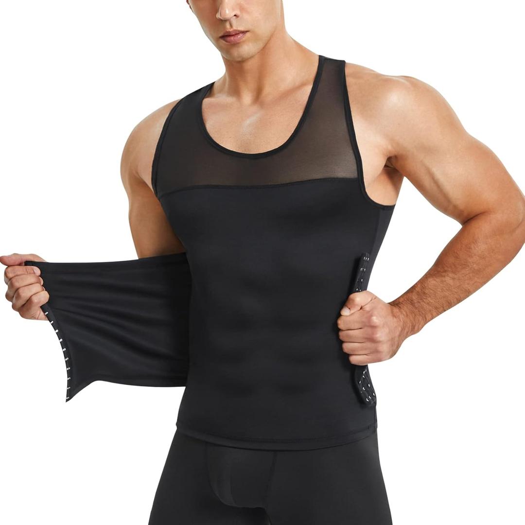 Compression Shirts for Men Shapewear Chest Abdomen Control Body Shaper Slimming Undershirt Workout Vest Tank Top, Size 49