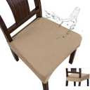 Genina Waterproof Seat Covers for Dining Room Chair Covers Waterproof Dining Chair Covers (4 PCS-Rear-Covered, Khaki)