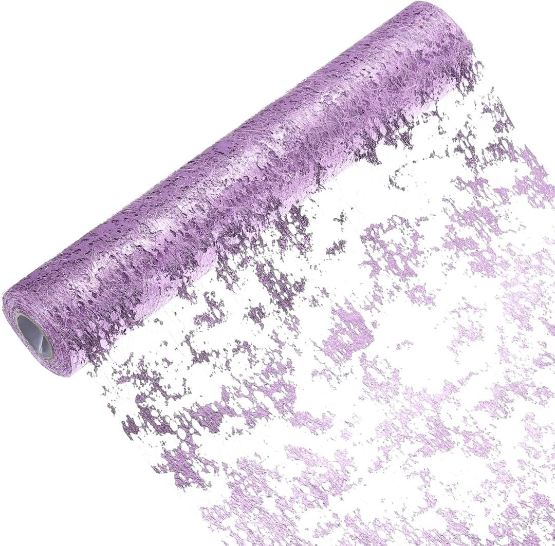 uxcell Purple Table Runner Roll 11.4" x 45 Feet Sequin Foil Metallic Mesh Table Runner Decor Table Decorations for Wedding, Birthday Party, Christmas, New Year