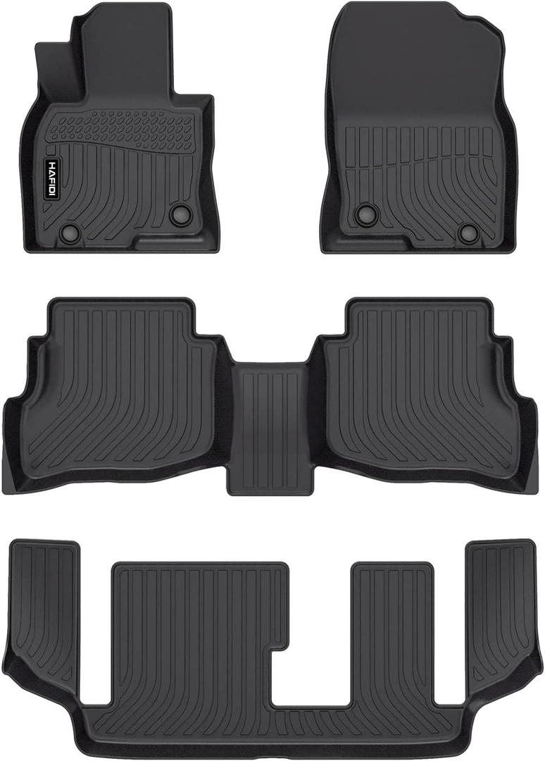 HAFIDI Floor Mats Fit for 2016-2023 Mazda CX-9 (Only Fit 7 Passenger) All Weather Protection TPE Anti-Slip Automotive Floor Liners, Fits 1st & 2nd & 3rd Row Full Set CX9 Custom Accessories, Black