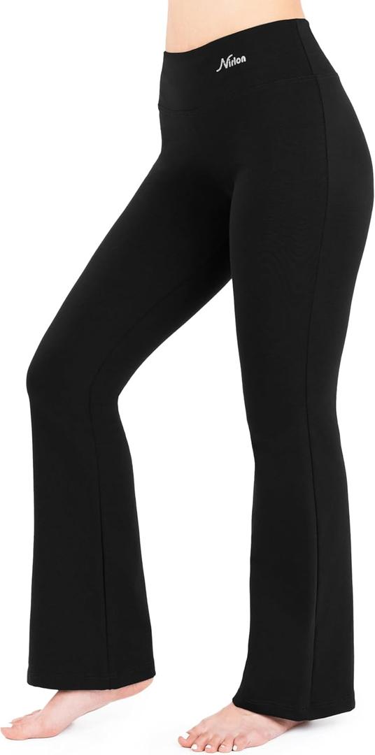 Nirlon Womens Bootcut Yoga Pants - Wide Leg Pants for Women Soft & Breathable Bootcut Yoga Pants for Yoga Regular & Plus Size (XX-Large, Black)