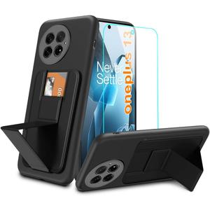 Compatible for Oneplus 13 5G 2024 Phone Case, Card Holder/Slots Folding Kickstand/Stand Wallet Silicone Protective Cover Case for Oneplus 13 - Black