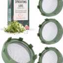 Elementi Sprouting Lids for Wide Mouth Mason Jars (Set of 4), Sprouting Jar Kit for Organic Alfalfa & Mung Bean Sprouts Growing Kit, 316 Stainless Steel Mesh Screen Strainer Lid (Sage Green)