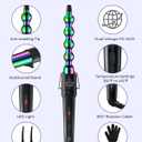 5 in 1 Curling Wand Set: Ohuhu Curling Iron Wand 5Pcs 0.35 to 1.25 Inch Interchangeable Ceramic Barrel Heat Protective Glove 2 Clips Dual Voltage Hair Curler Women Rainbow