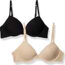 Hanes Girl's Molded Underwire Bra (Pack of 2), (32) A, Black/Nude