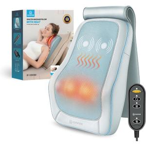 COMFIER Shiatsu Back Massager with Heat & Vibration, 3D Deep Kneading Back Massage for Pain Relief, Home Office Use,Blue
