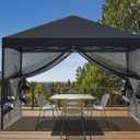 10x10 Pop Up Canopy Tent with Netting Walls Black | Silver‑coated Waterproof UV‑blocking with Bug‑proof Mesh and Straight Legs for Parties, Picnics, Camping