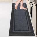 Kitchen Rugs 24" x 84", Non-Slip Runner Rugs, Bluish Grey & Charcoal