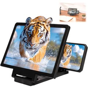 Big Screen Phone Magnifier,Screen Magnifier for Cell Phone,Upgraded 3D HD Foldable Design Screen Magnifier Version for Movies,Videos and Gaming,Universal Compatible with All Smartphones (Black)