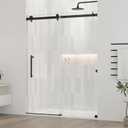 DELAVIN 56-60.in W x 72.in H Frameless Shower Door, Water Repellent Black Shower Door Clear Tempered Glass, Easy Sliding Showe Door with Explosion-Proof Film, Stainless Steel, Metal
