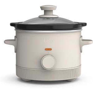 bella 1.5 Qt Slow Cooker with 3 Heat Manual Control, Ceramic Nonstick Coating, Dishwasher Safe Stoneware Pot and Tempered Glass Lid, Tangle Free Cord Wrap & Cool Touch Handles, Oatmilk