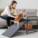 Pet Stairs Ramp with Seat,Dog Window Perch with Storage | Bunk Bed Chair with Sofa Cushion, For Bed Couch Office, Folding