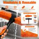 LAANPOLE 20FT Window Squeegee with Extension Pole, 2-in-1 Squeegee for Window Cleaning, Professional Cleaning Kit for Home with 12FT Telescoping Pole for Outdoor Indoor Use