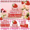 4 Pcs Strawberry Table Decorations Strawberry Table Centerpiece Farmhouse Fresh Sweet Wooden Sign Summer Tiered Tray Decor Books Stack Signs Block for Coffee Home Office Decorations Shelf